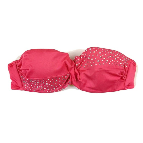 Victorias Secret Bikini Top 32B Rhinestone Pink - Picture 1 of 4
